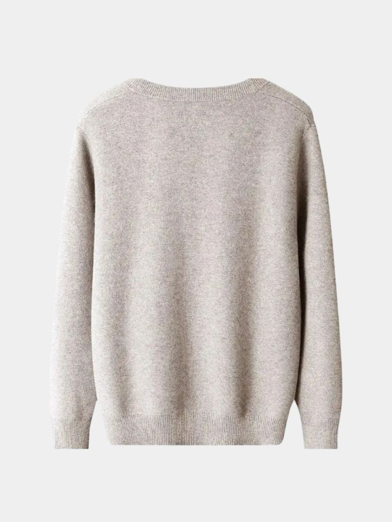 100% Wełna Merino Sweter Kardigan z Dekoltem w Serek