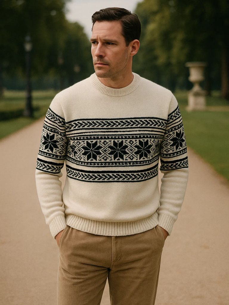 100% Wełniany Sweter Pullover Fair Isle