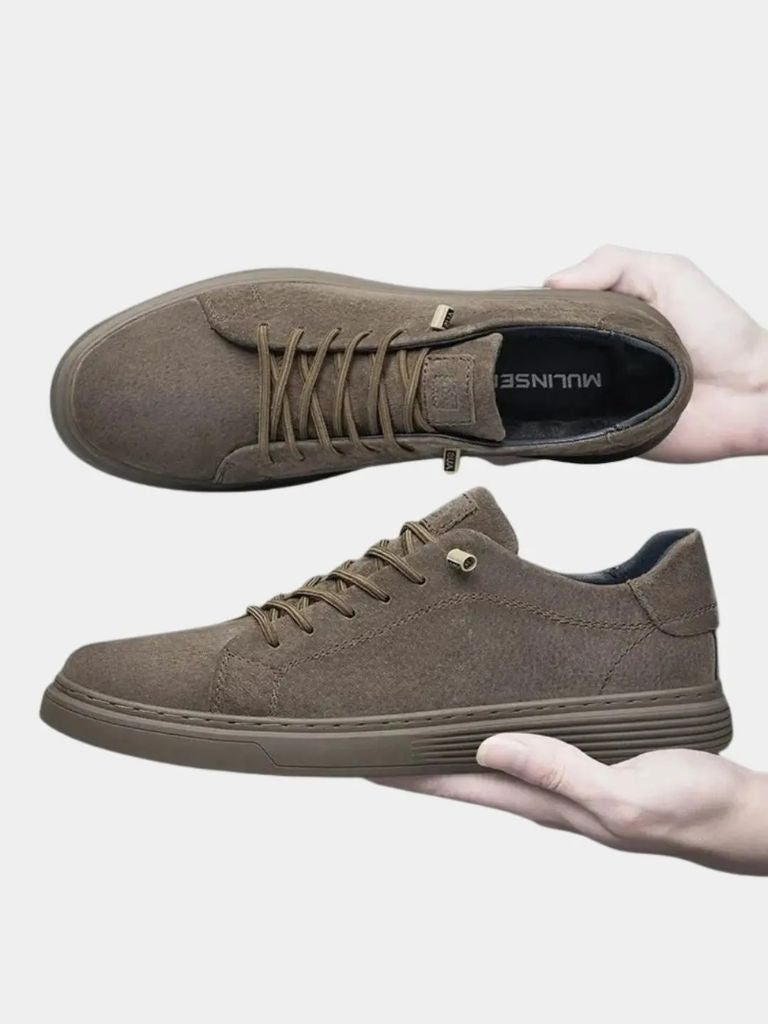 Brązowe Zamszowe Buty Skórzane