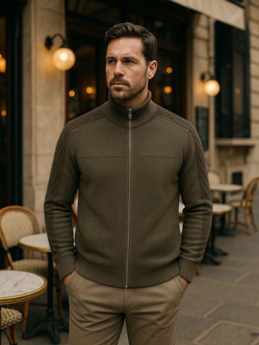 Sweter z kaszmiru z zamkiem, dzianinowy golf