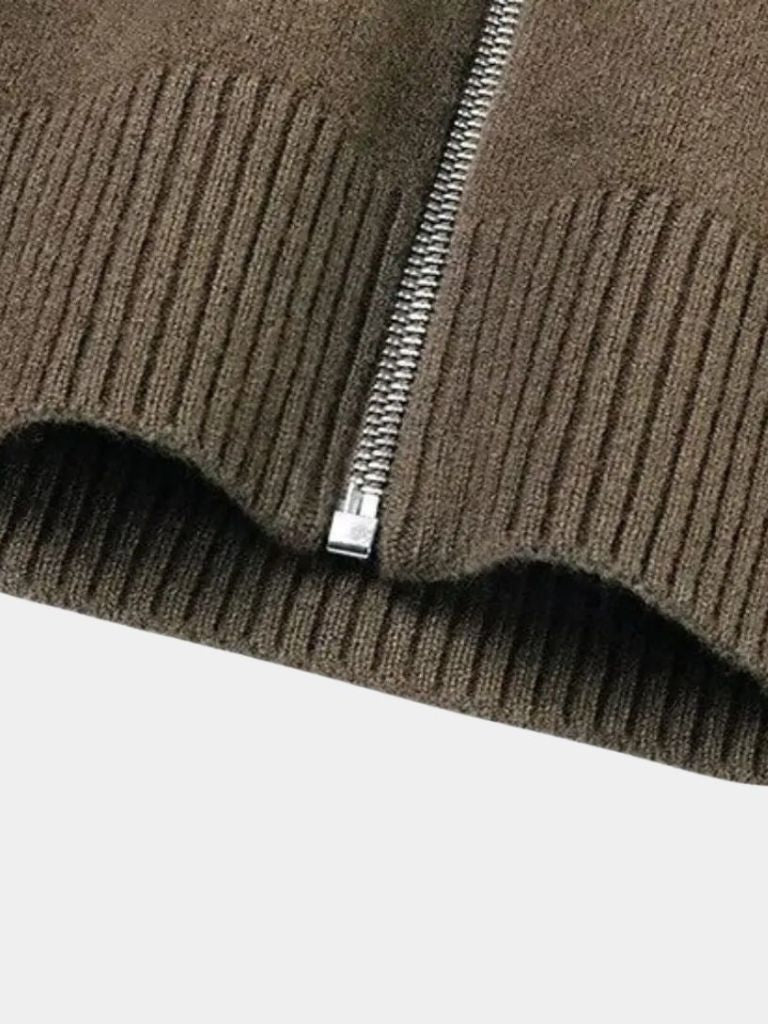 Sweter z kaszmiru z zamkiem, dzianinowy golf