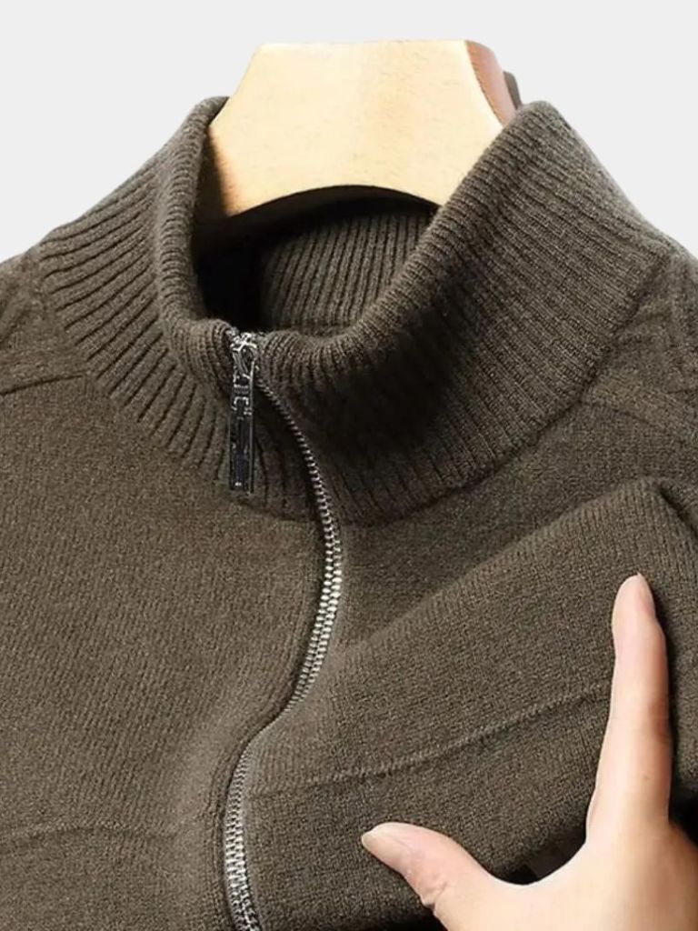 Sweter z kaszmiru z zamkiem, dzianinowy golf