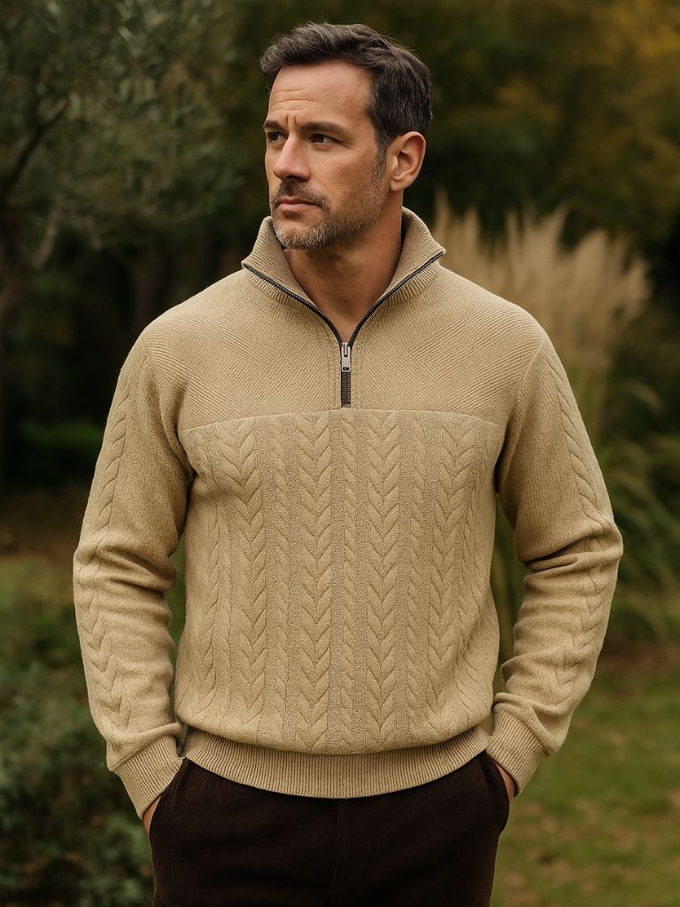Esencjonalny Pulower Henley z Ćwierć Zippem