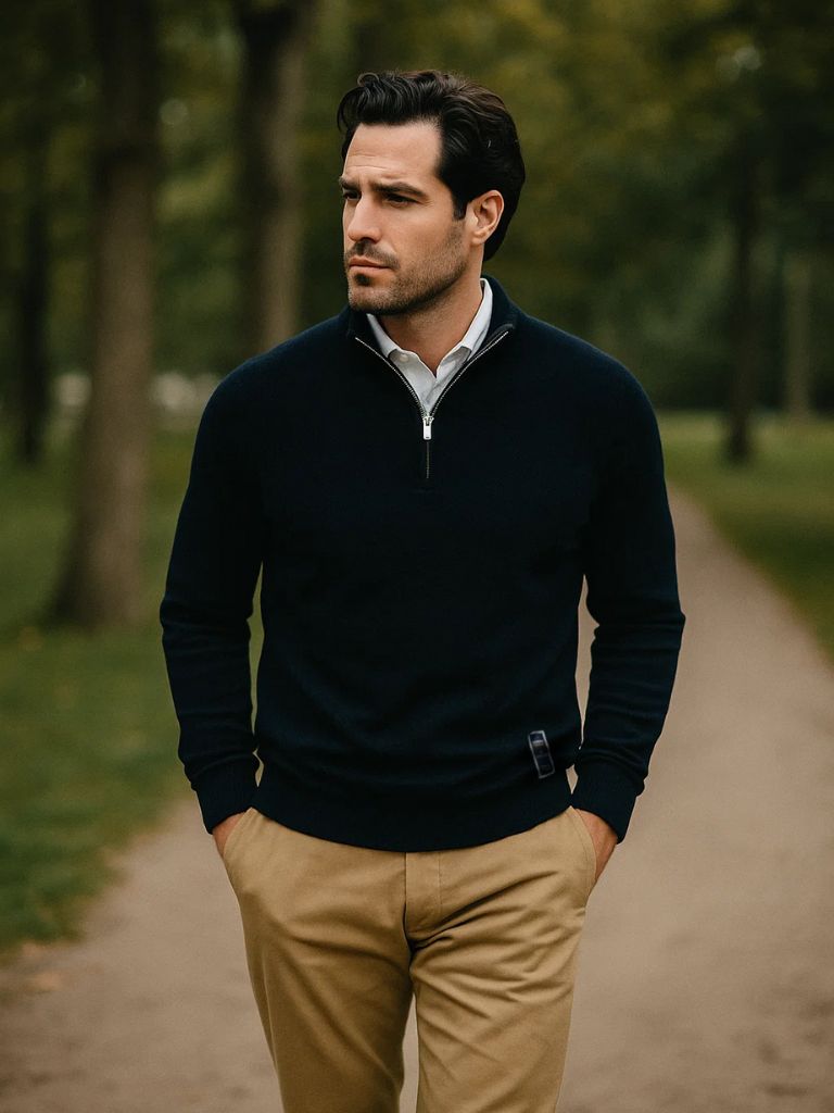 Basic Sweater with Quarter Zip