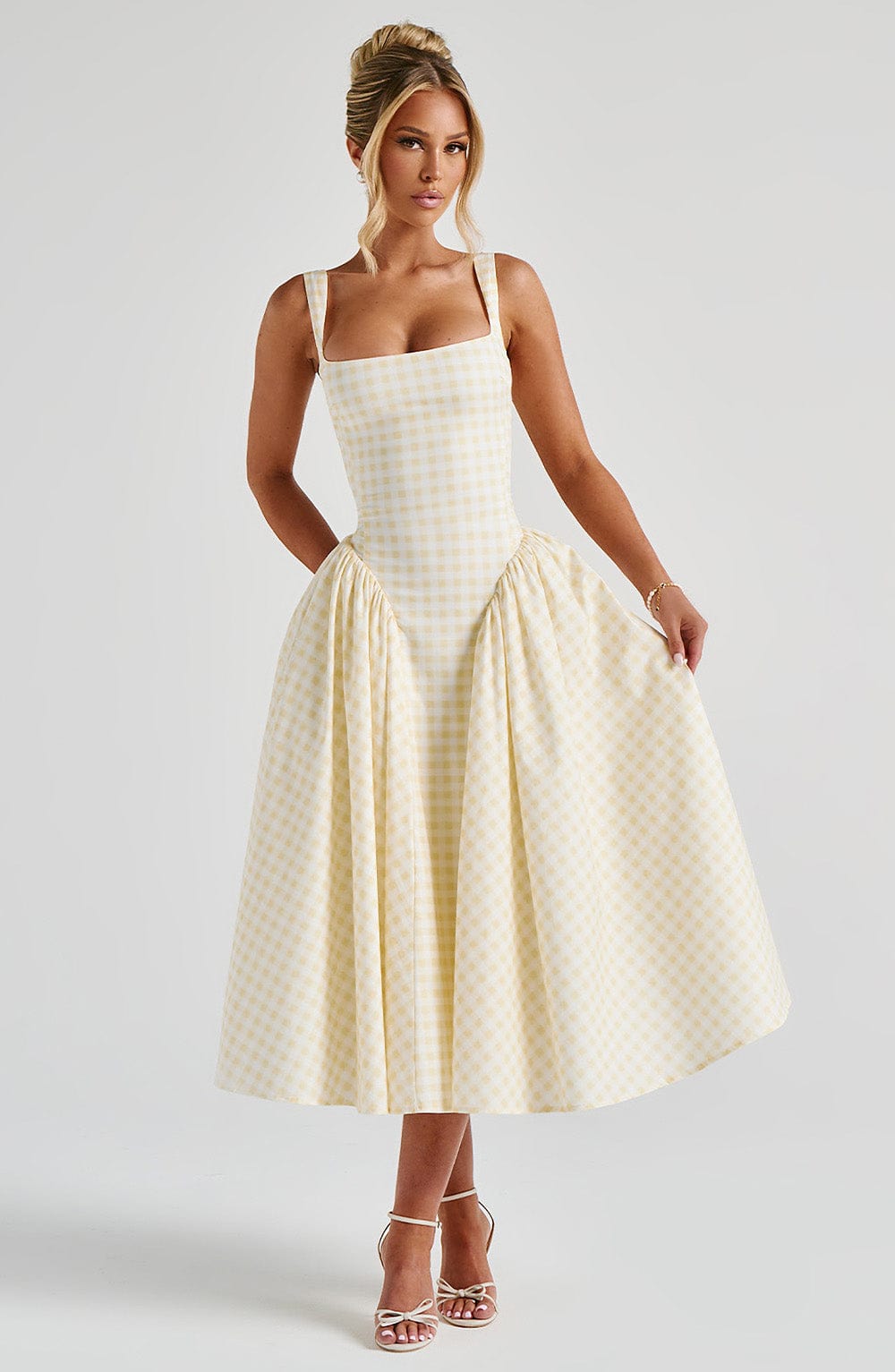 Sukienka Sherrie Midi - Vichy Cytrynowy