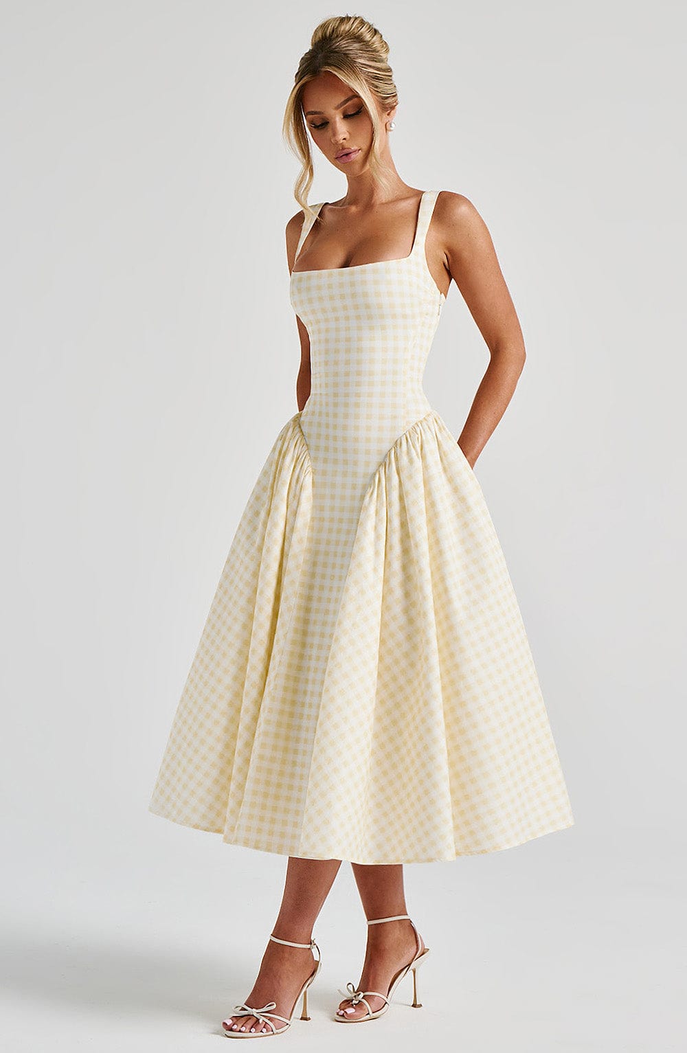 Sukienka Sherrie Midi - Vichy Cytrynowy