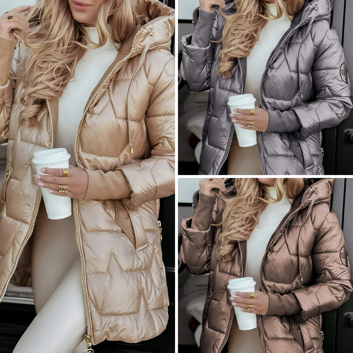 Élise™ | Elegant winter coat with hood and padding