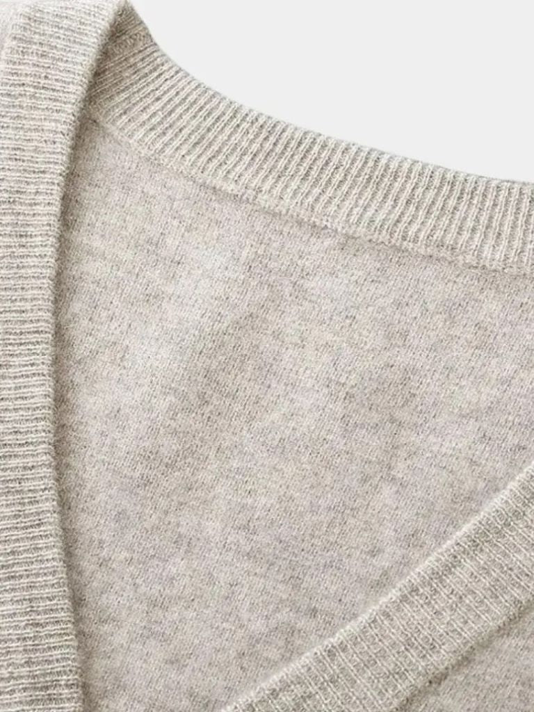 100% Wełna Merino Sweter Kardigan z Dekoltem w Serek