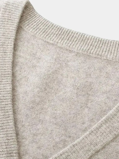 100% Wełna Merino Sweter Kardigan z Dekoltem w Serek
