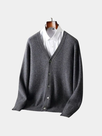 100% Wełna Merino Sweter Kardigan z Dekoltem w Serek