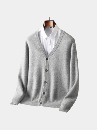 100% Wełna Merino Sweter Kardigan z Dekoltem w Serek