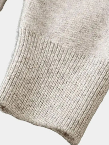 100% Wełna Merino Sweter Kardigan z Dekoltem w Serek