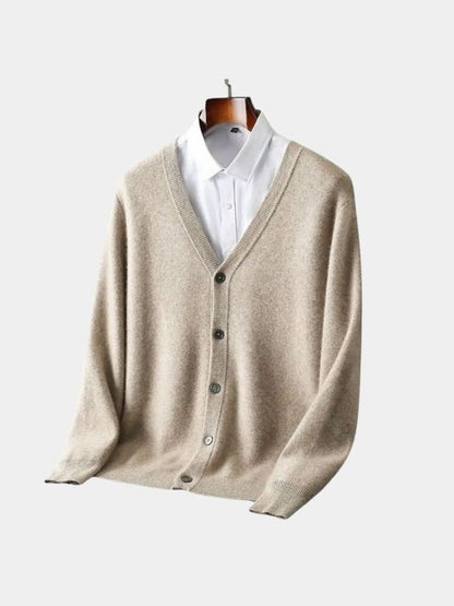 100% Wełna Merino Sweter Kardigan z Dekoltem w Serek