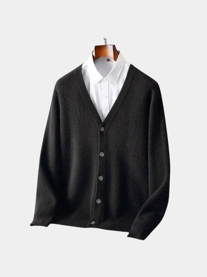 100% Wełna Merino Sweter Kardigan z Dekoltem w Serek