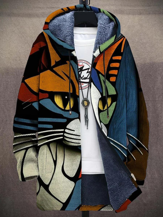 Faye | Abstrakcyjna Bluza z Kapturem z Kotem