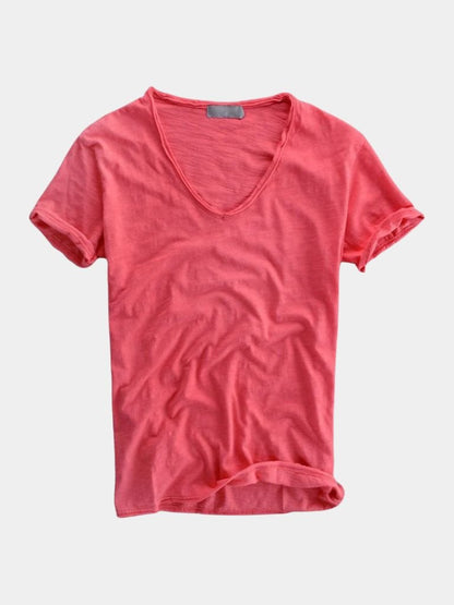 Albo Klasyczna lniana koszulka V Neck