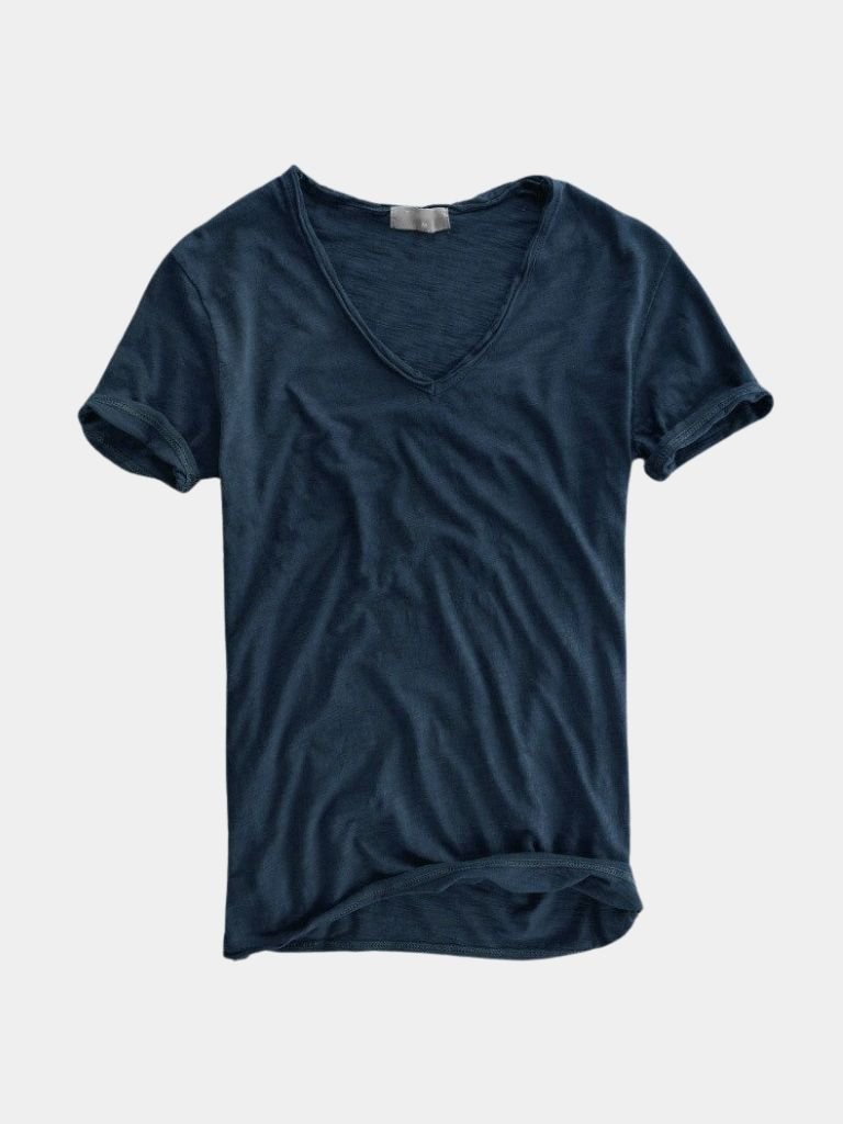 Albo Klasyczna lniana koszulka V Neck