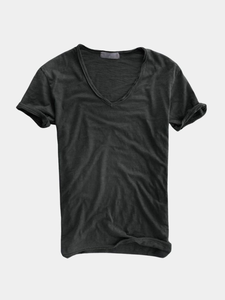 Albo Klasyczna lniana koszulka V Neck