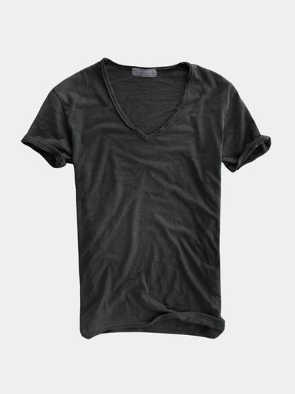 Albo Klasyczna lniana koszulka V Neck