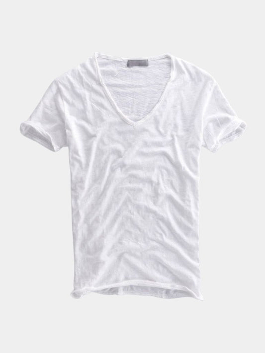 Albo Klasyczna lniana koszulka V Neck
