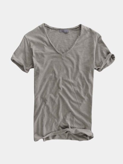 Albo Klasyczna lniana koszulka V Neck