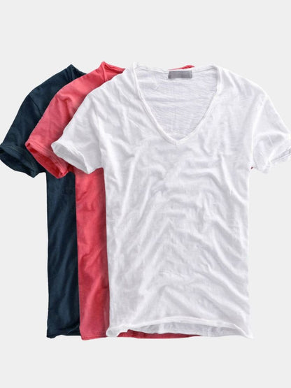 Albo Klasyczna lniana koszulka V Neck