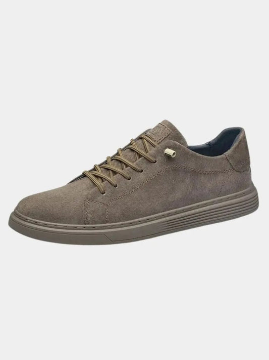 Brązowe Zamszowe Buty Skórzane