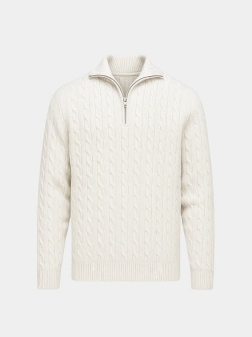 Sweter z dzianiny warkoczowej z zamkiem