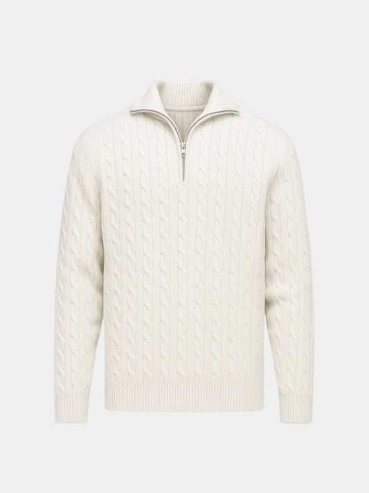 Sweter z dzianiny warkoczowej z zamkiem