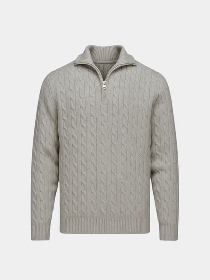 Sweter z dzianiny warkoczowej z zamkiem