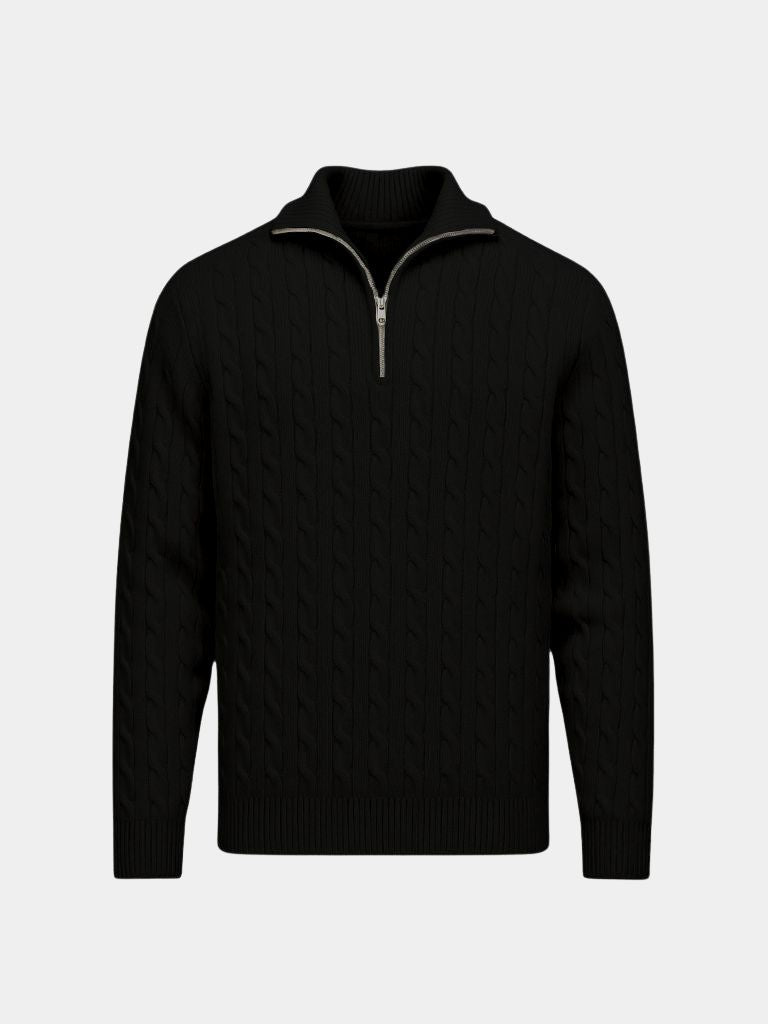 Sweter z dzianiny warkoczowej z zamkiem