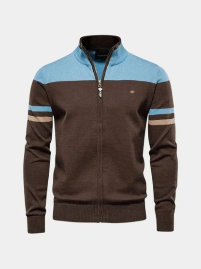 Sweter Kardigan z Zipperem i Stojącym Kołnierzem