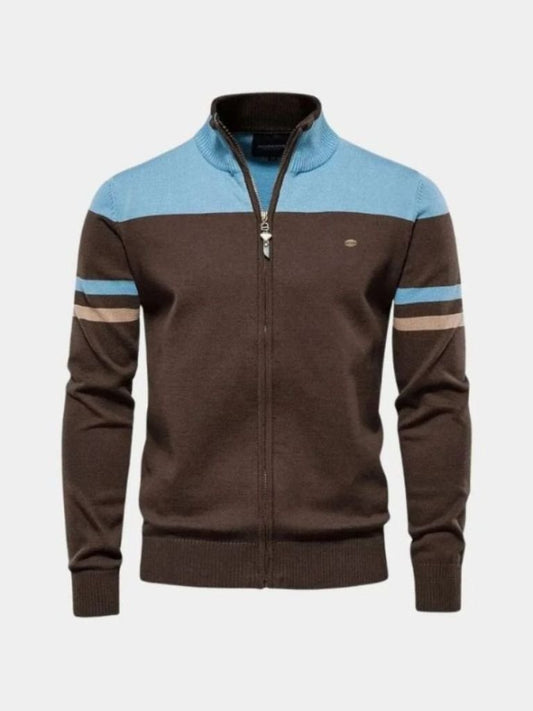 Sweter Kardigan z Zipperem i Stojącym Kołnierzem