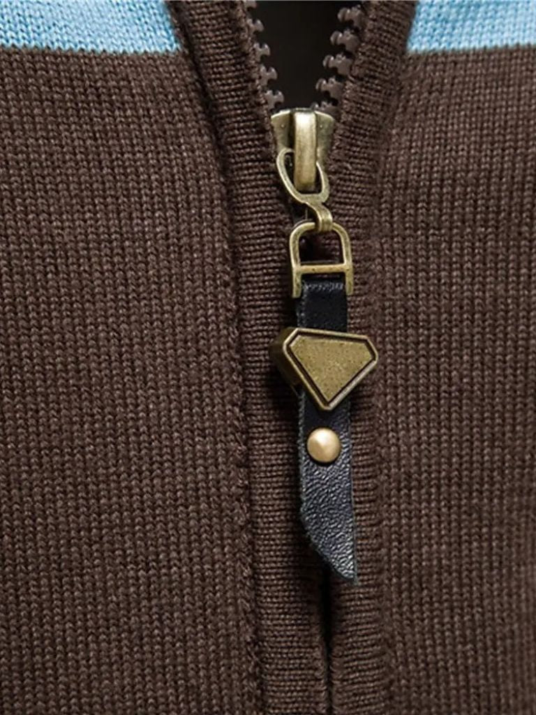 Sweter Kardigan z Zipperem i Stojącym Kołnierzem