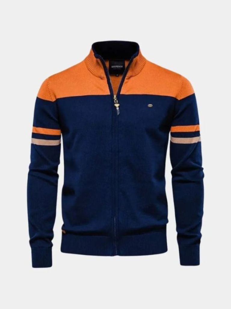 Sweter Kardigan z Zipperem i Stojącym Kołnierzem