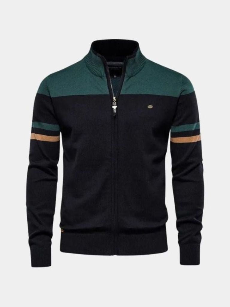 Sweter Kardigan z Zipperem i Stojącym Kołnierzem
