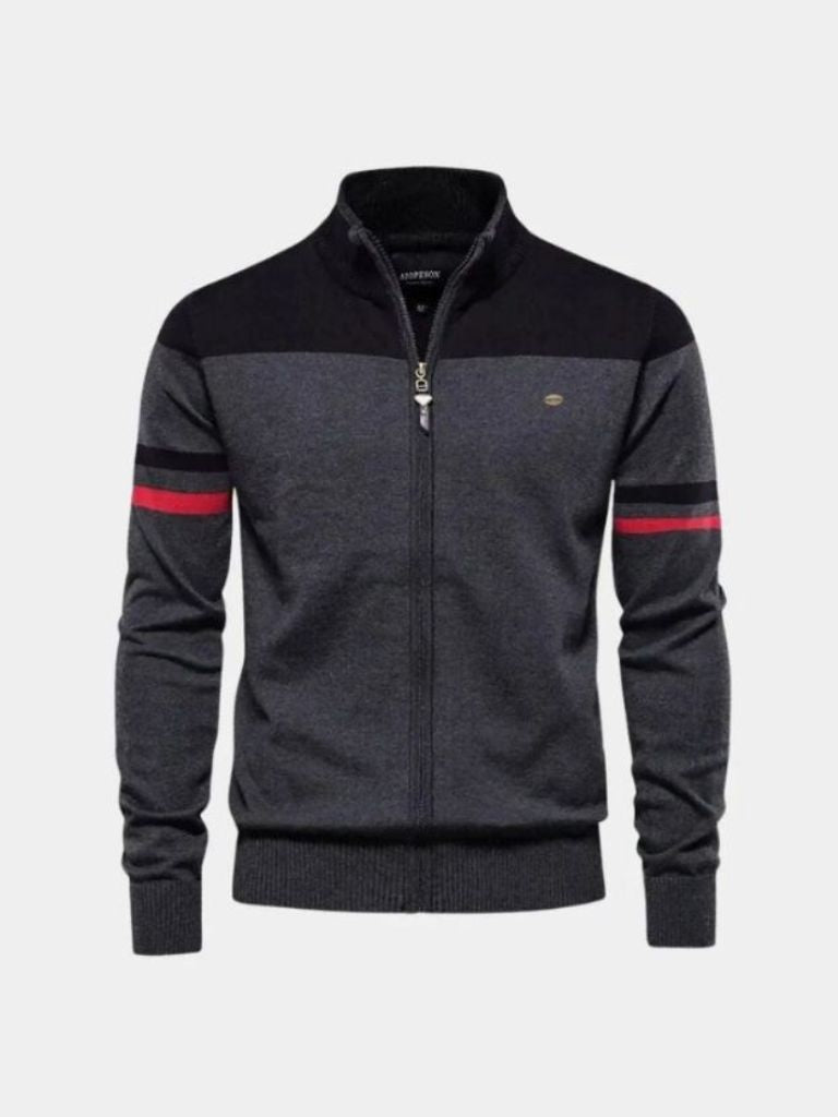 Sweter Kardigan z Zipperem i Stojącym Kołnierzem