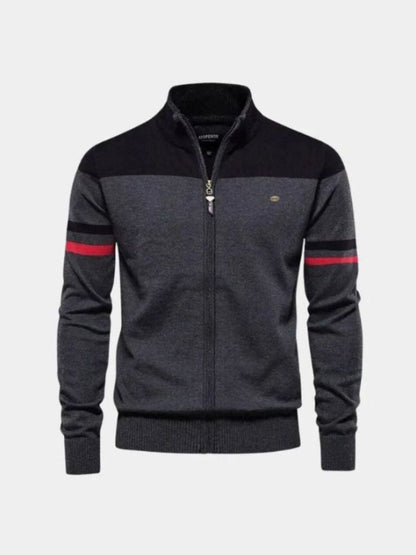 Sweter Kardigan z Zipperem i Stojącym Kołnierzem