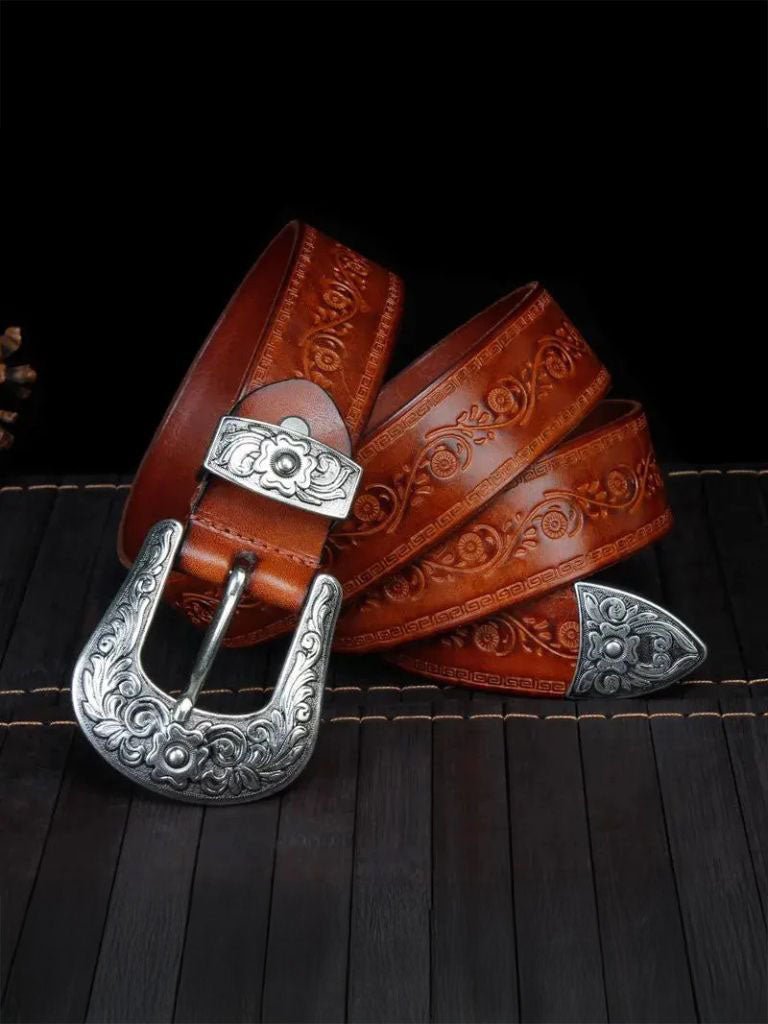Elegant Leather Western Belt