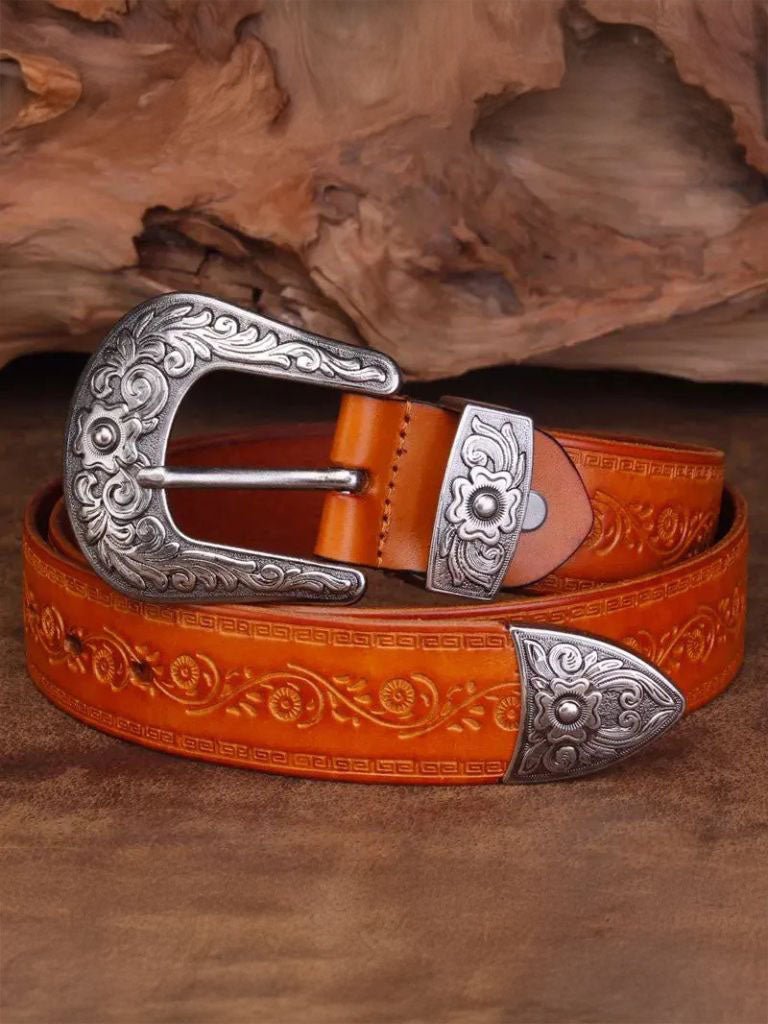 Elegant Leather Western Belt