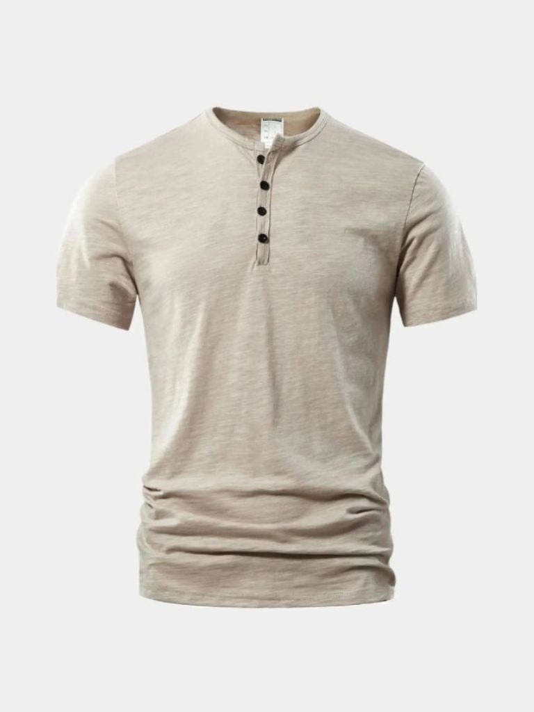 Podstawowa Casualowa Koszulka z Dekoltem Henley