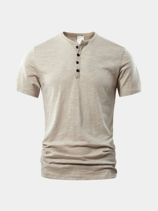 Podstawowa Casualowa Koszulka z Dekoltem Henley