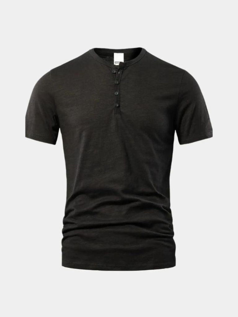 Podstawowa Casualowa Koszulka z Dekoltem Henley
