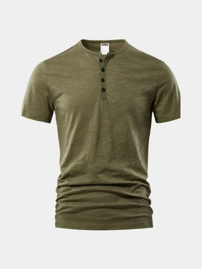 Podstawowa Casualowa Koszulka z Dekoltem Henley