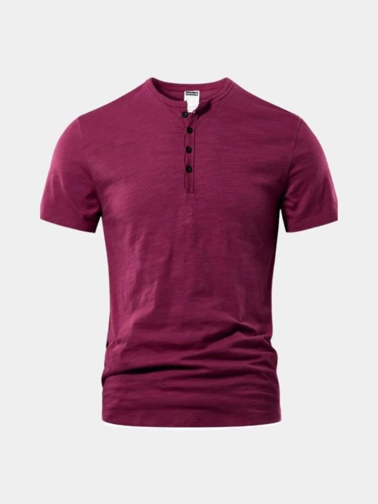 Podstawowa Casualowa Koszulka z Dekoltem Henley