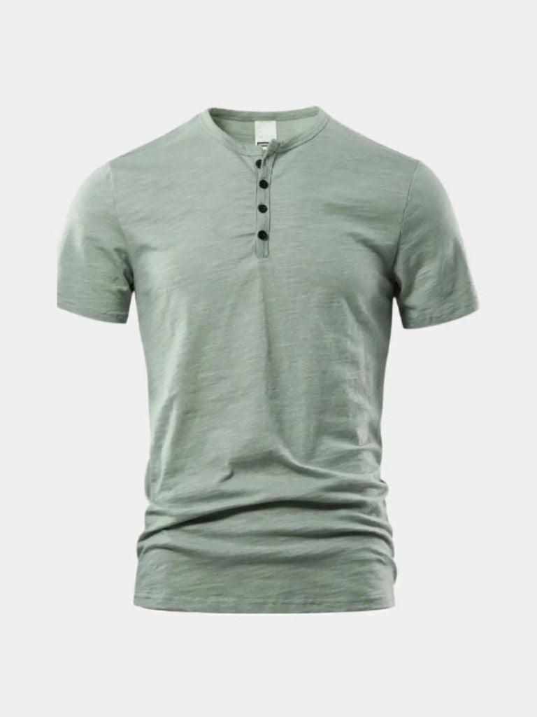 Podstawowa Casualowa Koszulka z Dekoltem Henley