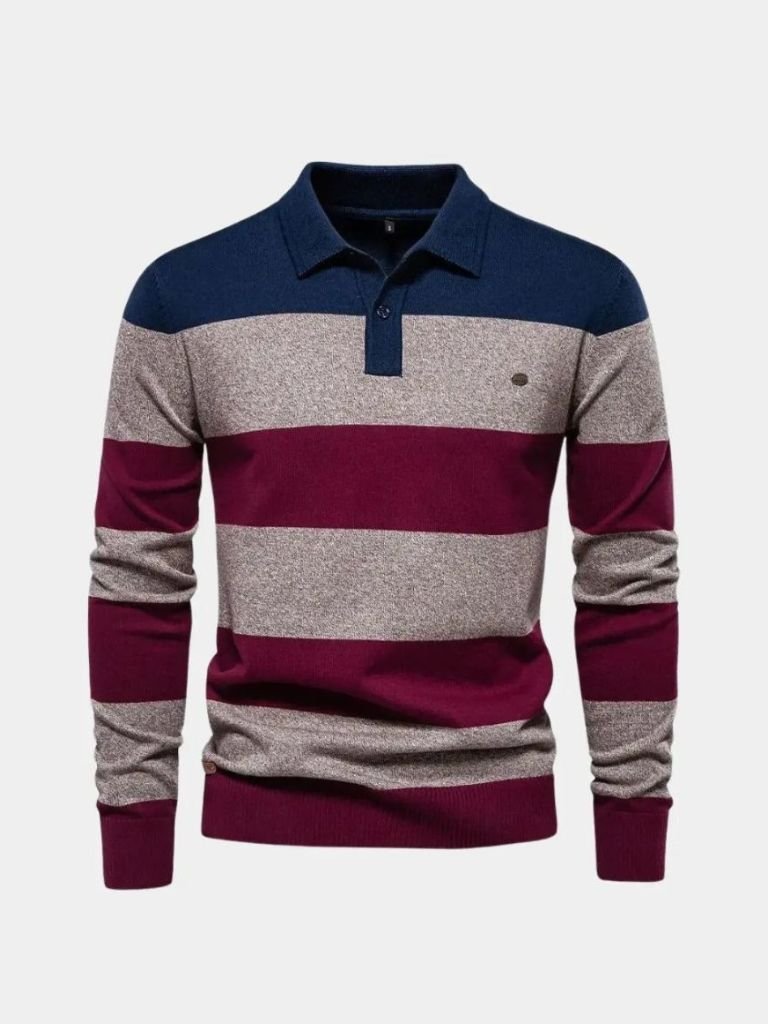 Sweter z kolorowym półzamkiem