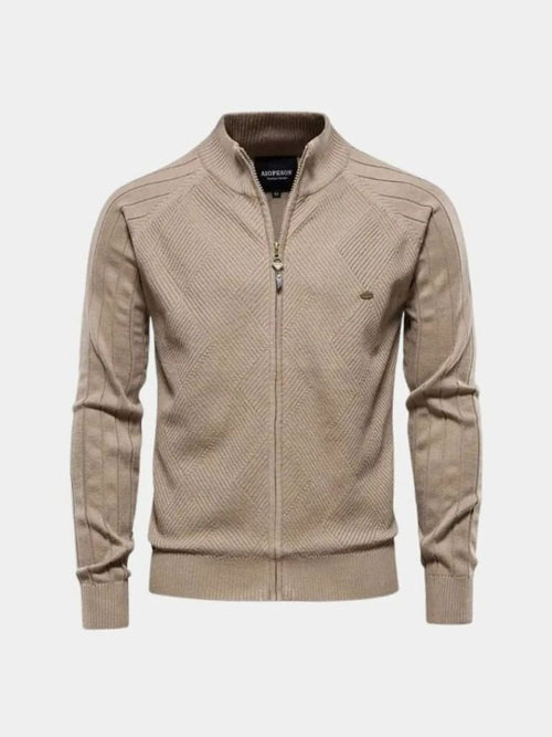 Sweter Kardigan z Dzianiny z Zamkiem