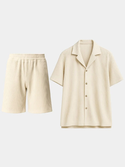 Minimalist Shorts and Corduroy Shirt Set