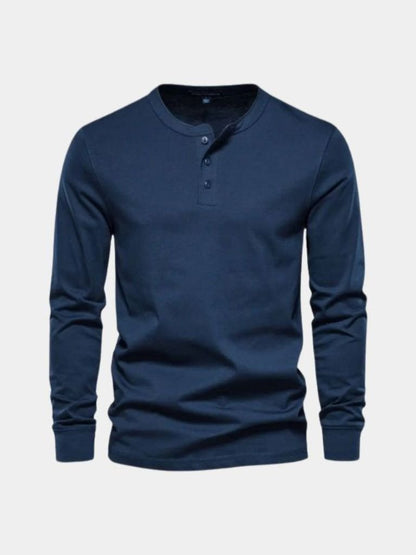 Minimalistyczna Koszulka z Długim Rękawem i Dekoltem Henley